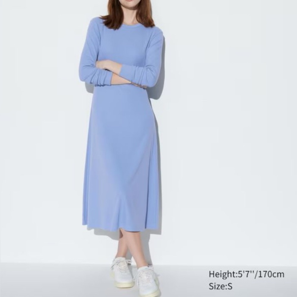 Uniqlo Ribbed Long-Sleeve Flare Dress